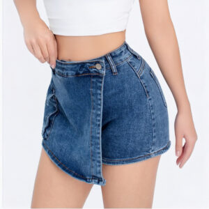 Short Falda Elasticada Push Up Levanta Cola Corte Colombiano - Azul Cargo